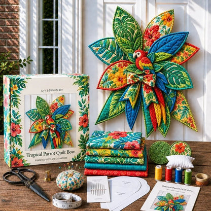 🎀 Beginner-Friendly Oversized Quilted Bow Sewing Kit | Coordinated Printed Fabrics, Batting, Pre-Designed Templates & Complete Supplies for a Full 23–25 in 3D Statement Bow ✨