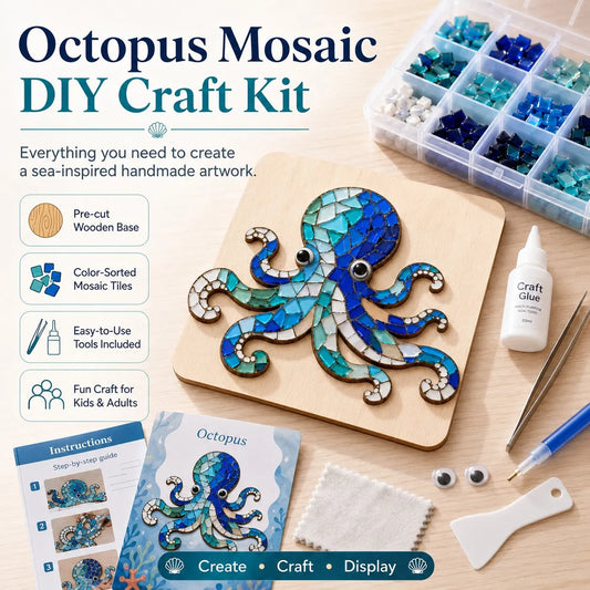 🌊 Octopus Mosaic Kit | Beginner-Friendly DIY Glass Craft with Step-by-Step Instructions