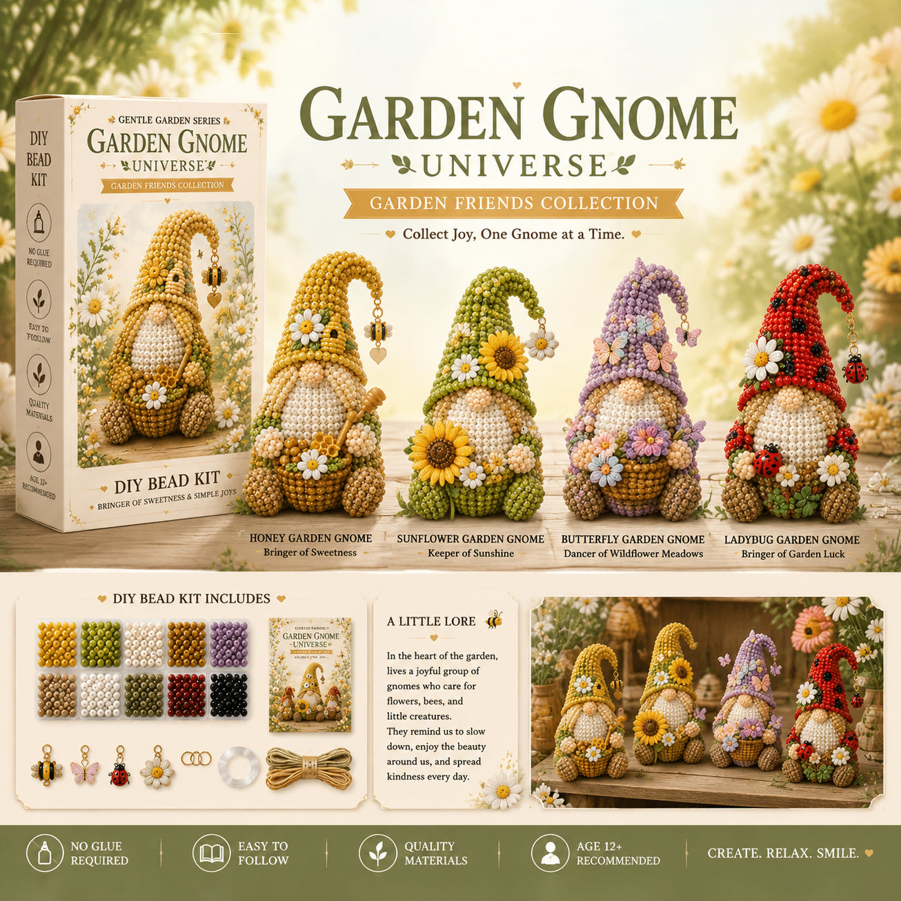 Garden Gnome DIY Bead Kit – Handmade Beaded Gnome Craft Kit
