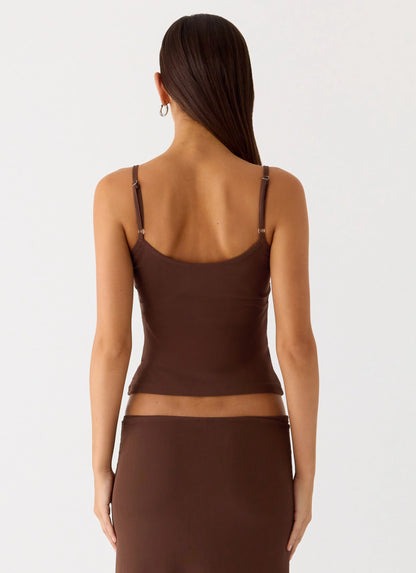 Sweet Sky Beaded Top - Chocolate