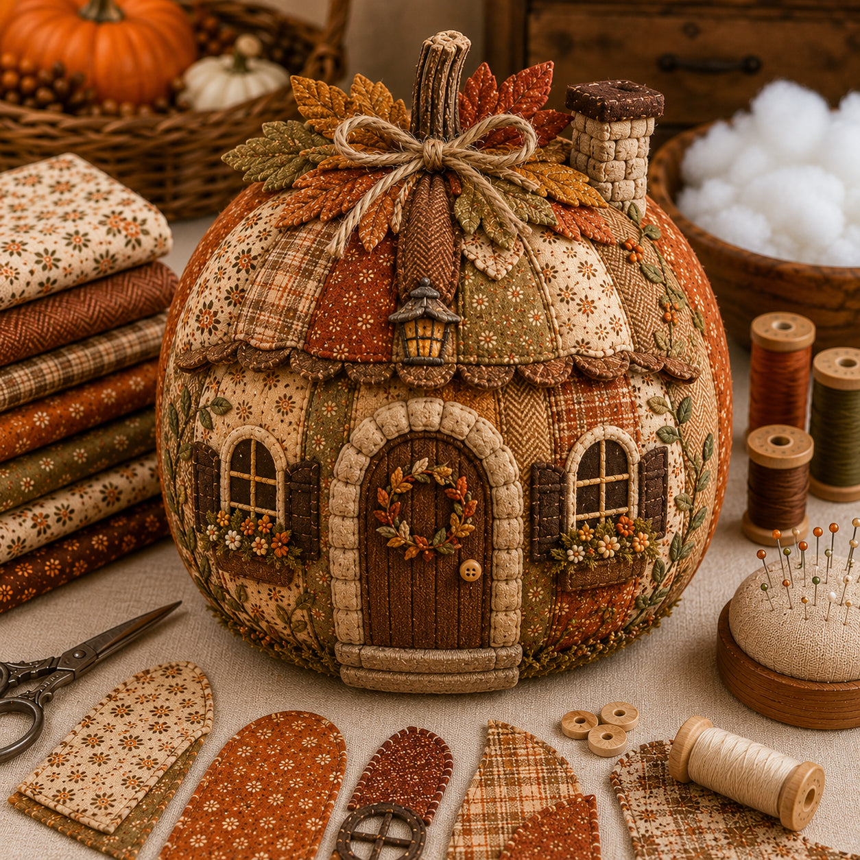 Cozy Harvest Pumpkin Patchwork Kit – DIY Quilted Fall Décor