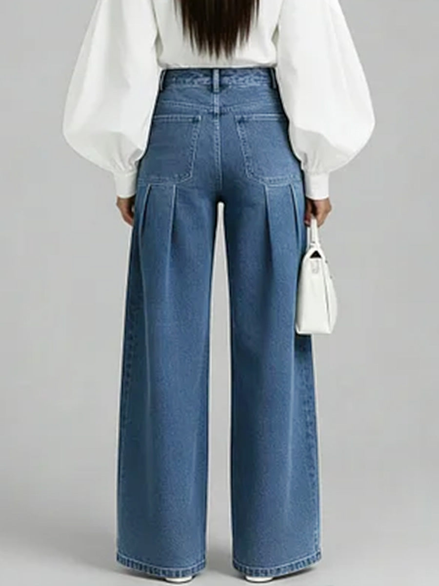 Women's High-waisted Casual Loose-fitting Wide-leg Jeans
