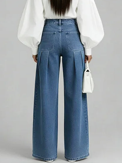 Women's High-waisted Casual Loose-fitting Wide-leg Jeans