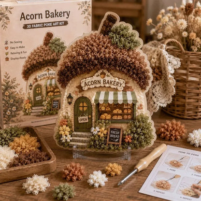🏡Whimsical Village 3D Fabric Poke Art Kit