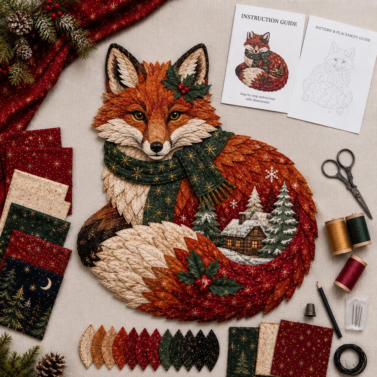 🎄🎅Christmas Woodland Wildlife DIY Patchwork Kit