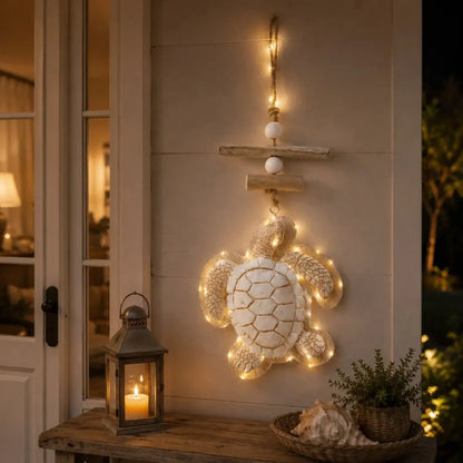 Lighted Coastal Sea Turtle Hanging Wall Decor with Remote