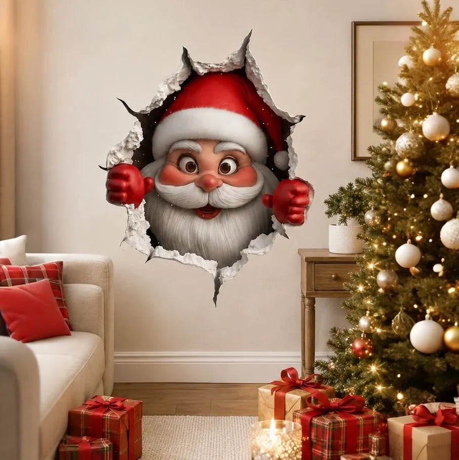 Creative 3D Christmas Santa Wall Sticker