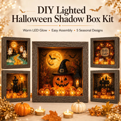 🎃DIY Lighted Halloween Shadow Box Kit – Warm LED Fall Decor & Easy Seasonal Craft