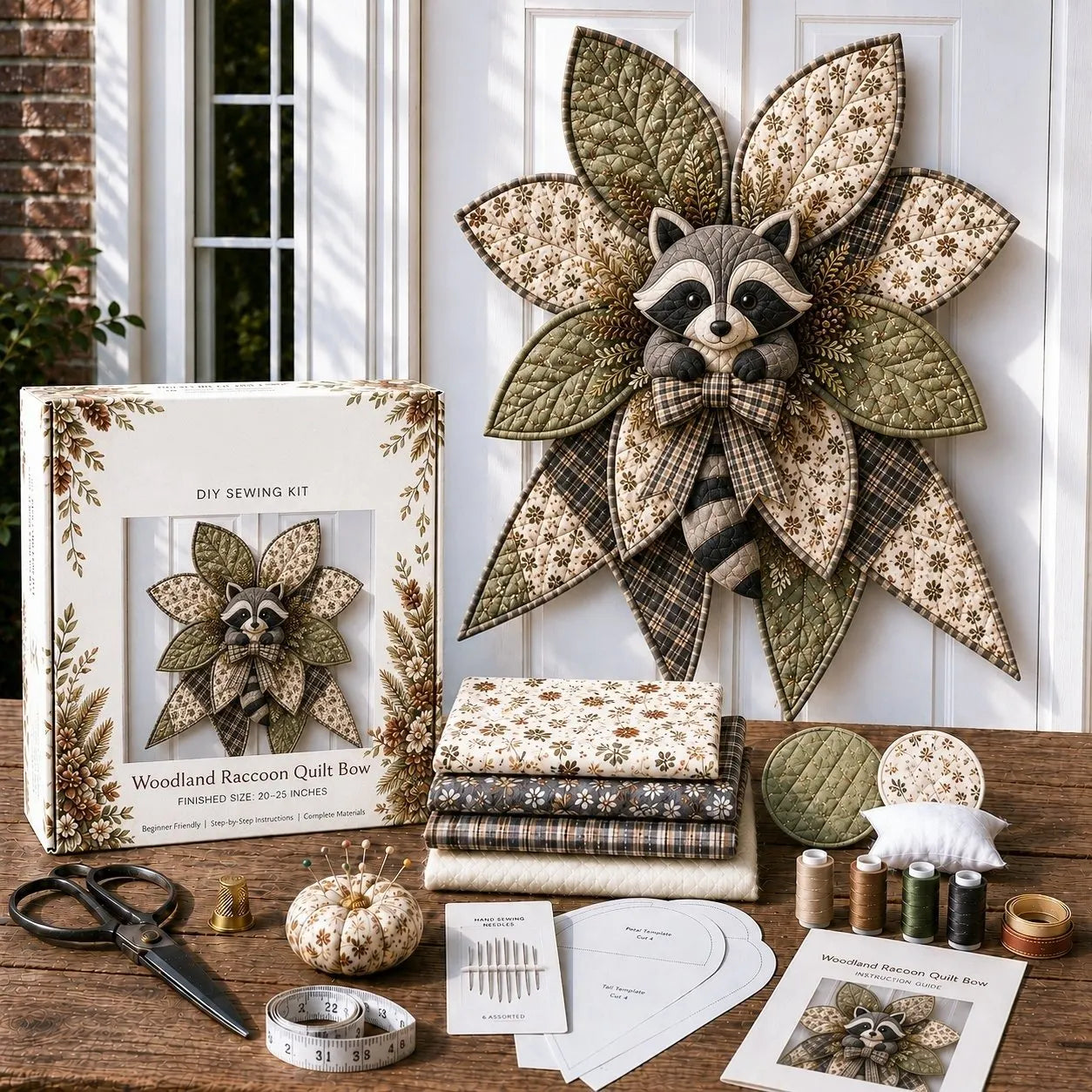 🎀 Beginner-Friendly Oversized Quilted Bow Sewing Kit | Coordinated Printed Fabrics, Batting, Pre-Designed Templates & Complete Supplies for a Full 23–25 in 3D Statement Bow ✨