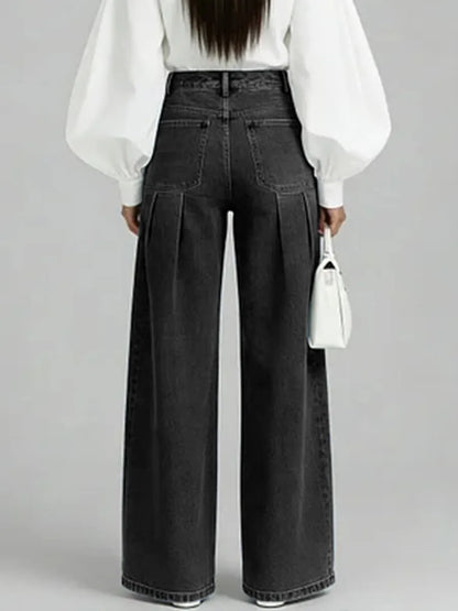 Women's High-waisted Casual Loose-fitting Wide-leg Jeans