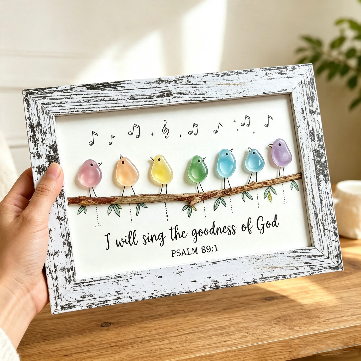 🎁Christian Sea Glass Bird Art