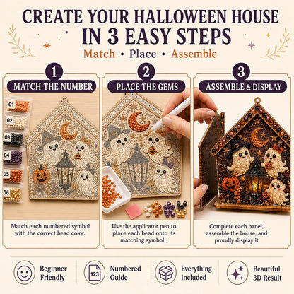 🏚️🎃Moonlit Wooden Cottage 3D Pearl Art Kit Collection | Complete Kit with All Tools & Step-by-Step Guide Included 💕