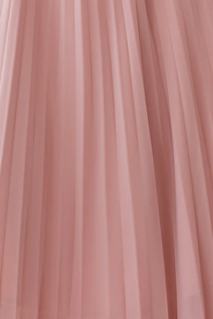 Artemis Accordion Pleat Strappy Back Midi Dress Blush