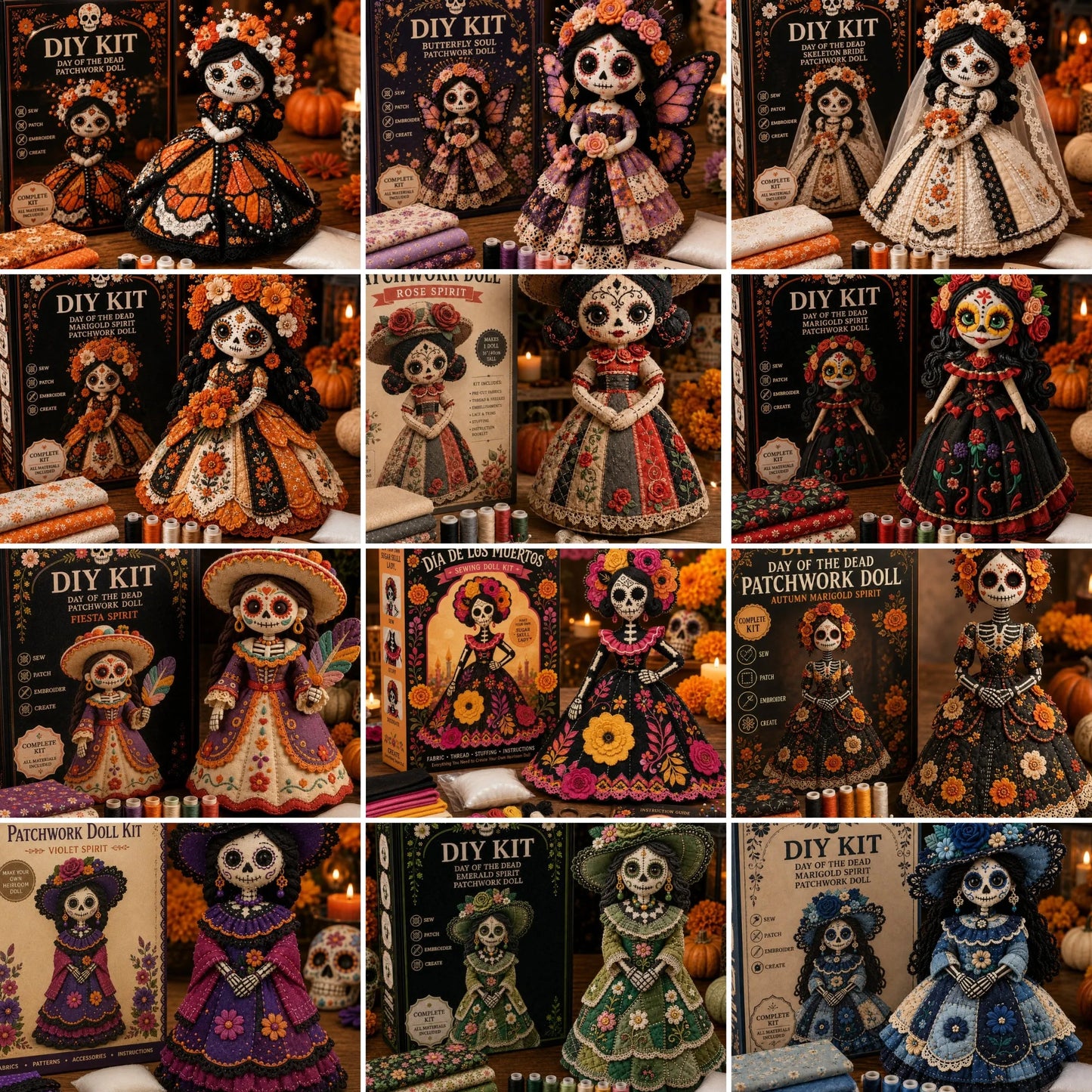 🔥50% Off Last Day - Day of the Dead Patchwork Doll DIY Kit