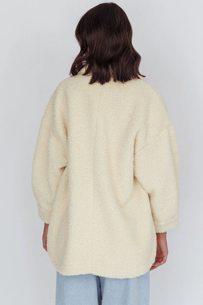 Peace & Serene Collared Sherpa Jacket Yellow