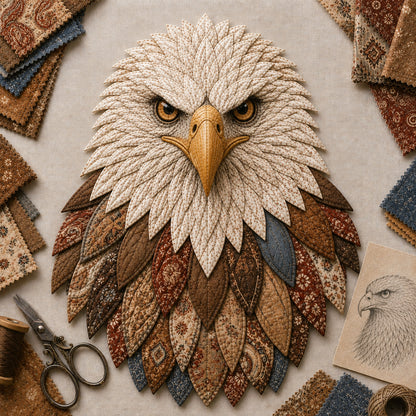 DIY Quilted Bald Eagle Wall Art Kit – Layered Fabric Appliqué Craft