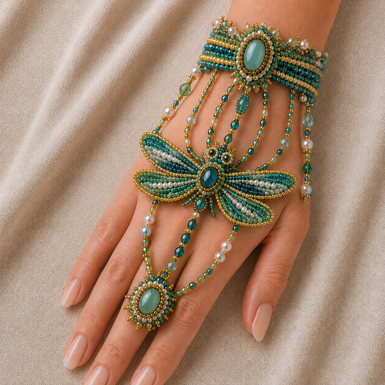 Enchanted Forest: Guardians & Shadows – DIY Beaded Hand Bracelet