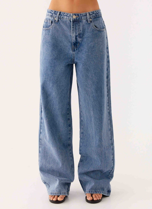 Keanna Low Rise Denim Jeans - Blue Denim