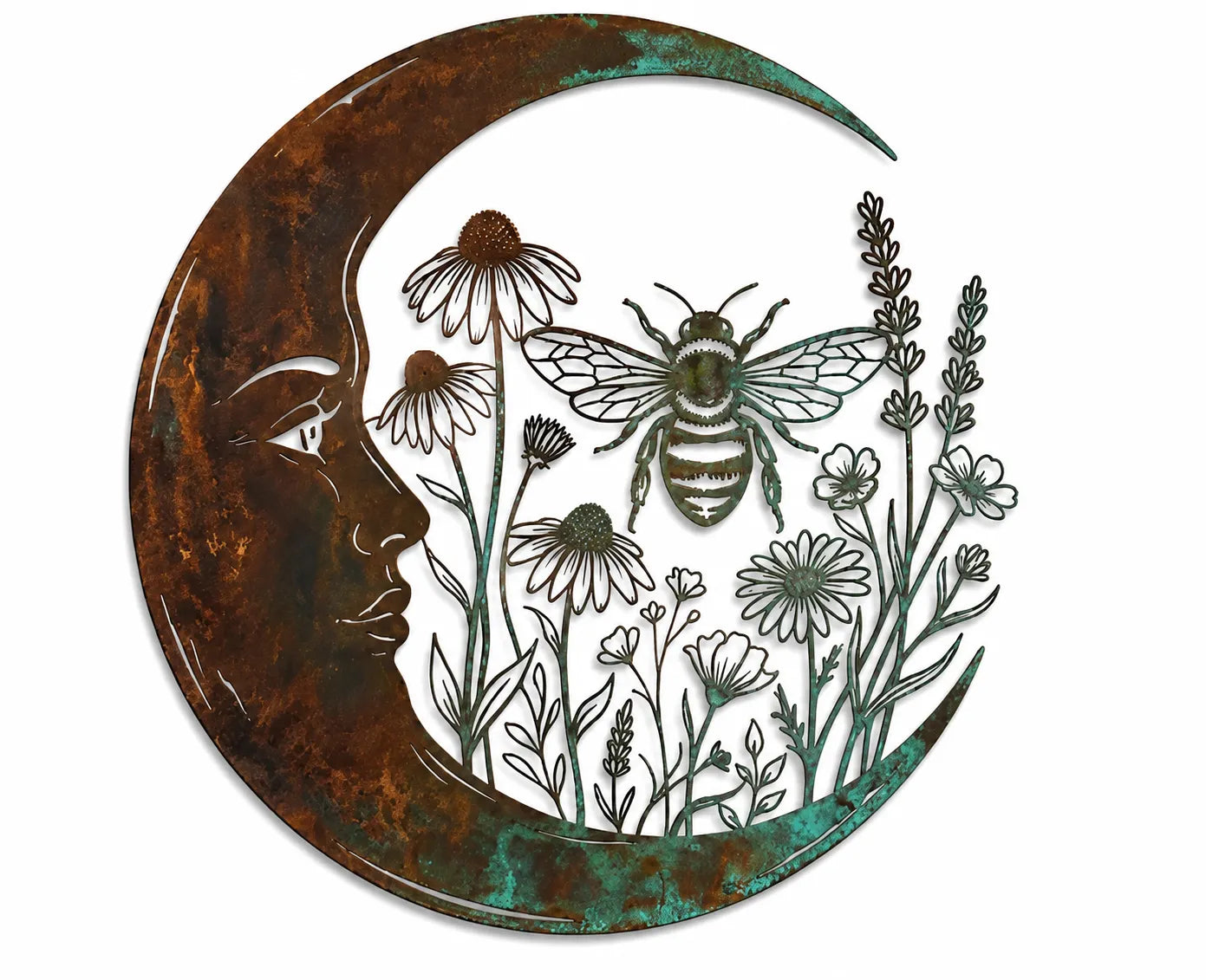 🌙Enchanted Moon Garden Wall Art – Vintage Nature Inspired Metal Wall Decor