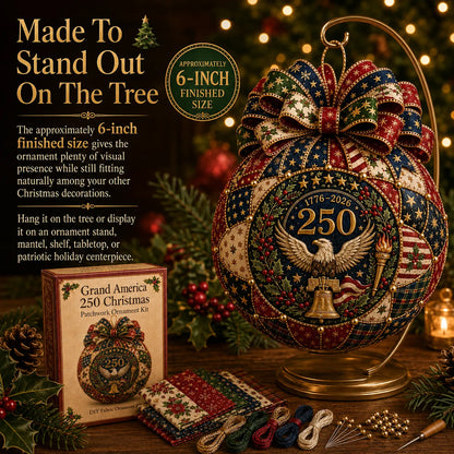 🇺🇸❤️Beginner-Friendly🎄 USA 250th Anniversary Christmas Patchwork Ornament DIY Kit