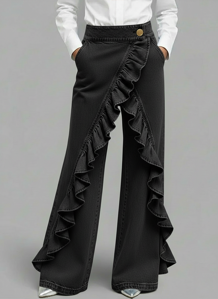 Women's High‐Waisted Relaxed Wide‐Leg Denim Jeans