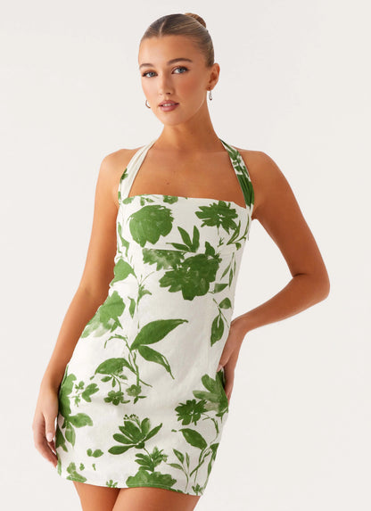 Melora Cotton Mini Dress - Verdant Bloom