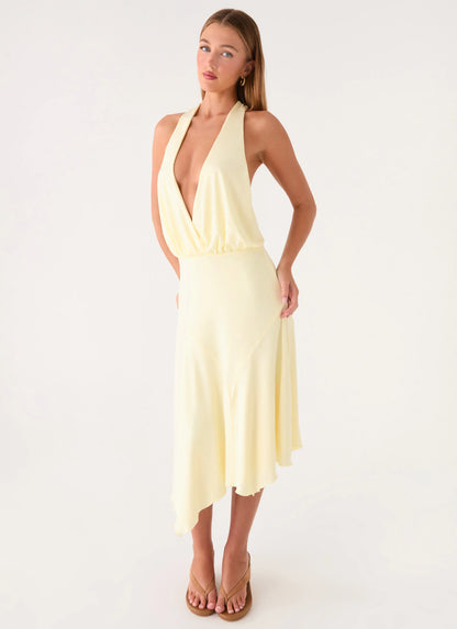 Ignite It Midi Dress - Lemon