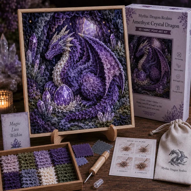 🎁Last Day Sale - 49% OFF🐉 Mythic Dragon Realms 3D Fabric Poke Art Kit