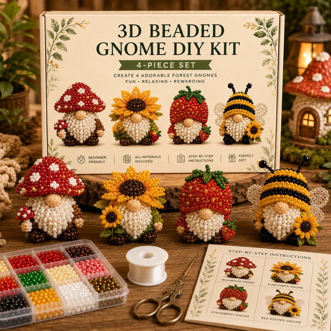 🇺🇸 3D Beaded Patriotic Gnome DIY Kit ✨ Celebrate Freedom With Handmade American Spirit ❤️🤍💙