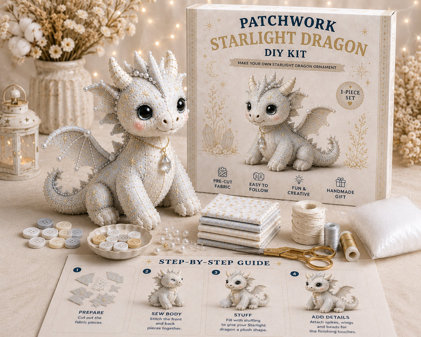 DIY Patchwork Dragon Kit – Craft Your Own Magical Collectible Dragon Plush 🎁 For Your Family ❤️