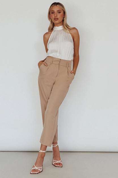 Calisto Sleeveless Tied Neck Top Cream