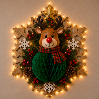🎅 Christmas Honeycomb Wall Décor With LED string lights