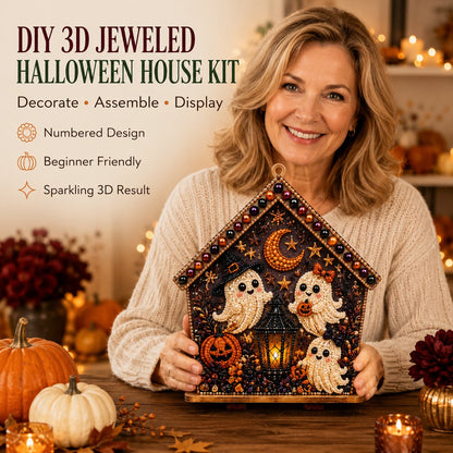 🏚️🎃Moonlit Wooden Cottage 3D Pearl Art Kit Collection | Complete Kit with All Tools & Step-by-Step Guide Included 💕