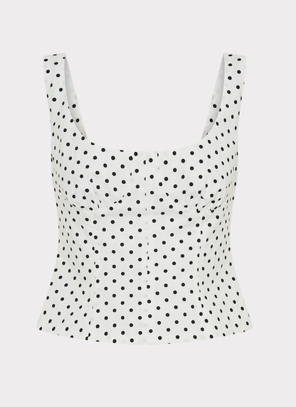 Coastline Bustier Top - White Polka Dot