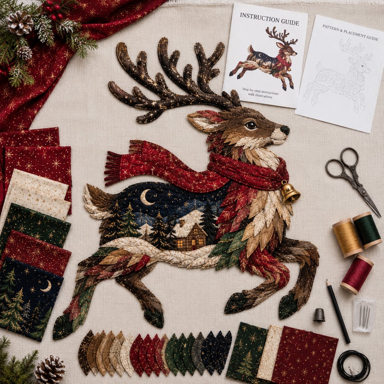 🎄🎅Christmas Woodland Wildlife DIY Patchwork Kit