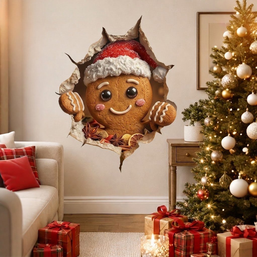 Creative 3D Christmas Santa Wall Sticker