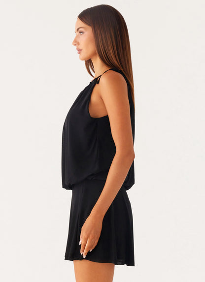 Makes Sense Mini Dress - Black