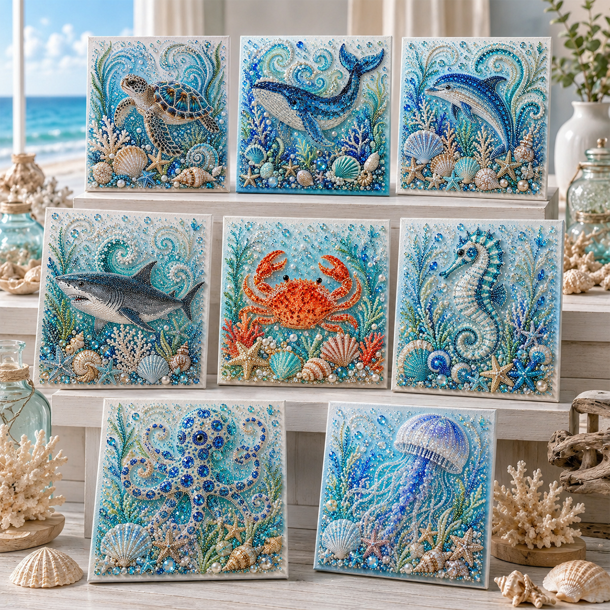 The Perfect Ocean Lover Gift Ocean Theme Pearl Art DIY Kit