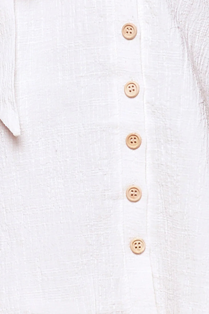 Dara Button Accent Dress White