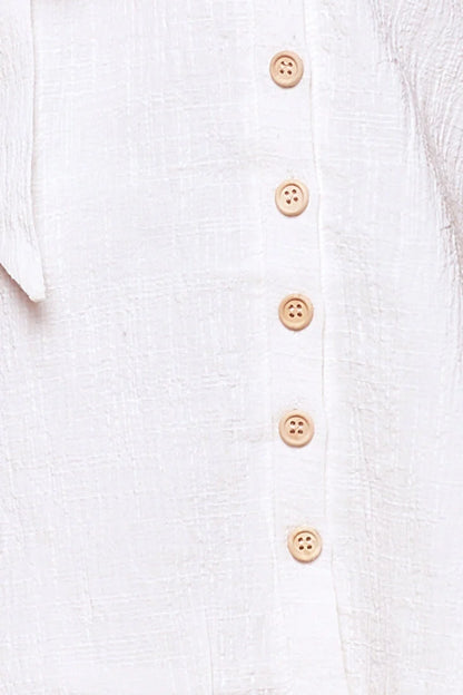 Dara Button Accent Dress White