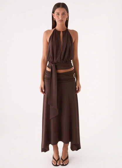 Automatic Midi Skirt - Rose Taupe