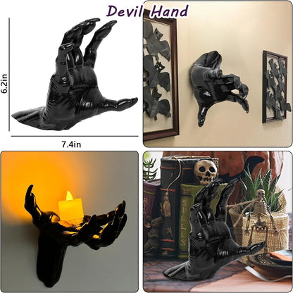 🖤 Wall Mounted Creepy Reaching Hands - Life-Sized Gothic Candle Holders