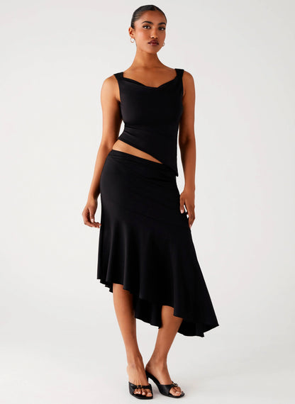 Wonderlust Cowl Top - Black