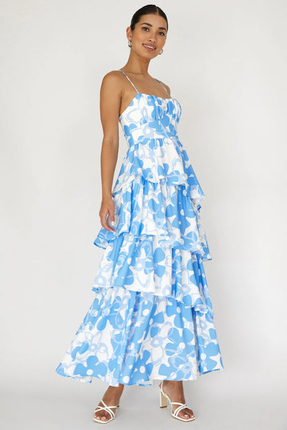 Hopeful Tiered Layered Maxi Dress Blue