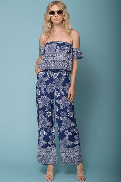 Clover Boho Floral Print Jumpsuit