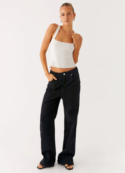 Back Again Straight Leg Denim Jeans - Black