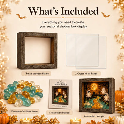 🎃DIY Lighted Halloween Shadow Box Kit – Warm LED Fall Decor & Easy Seasonal Craft