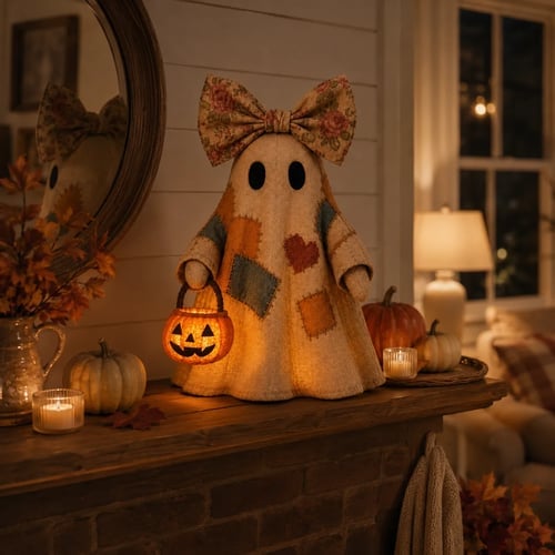 👻Lighted Vintage Patchwork Ghost