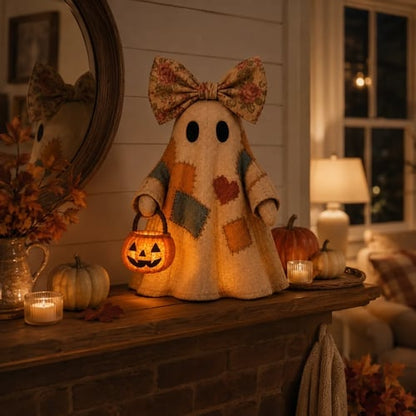 👻Lighted Vintage Patchwork Ghost