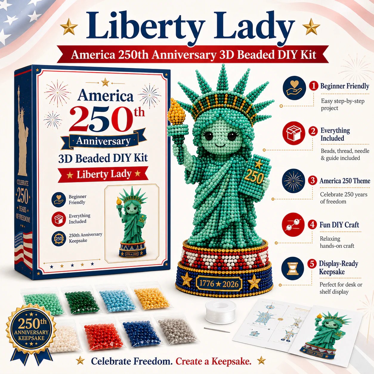 🔥LAST DAY 50% OFF - America 250th Anniversary 3D Beaded DIY Kit
